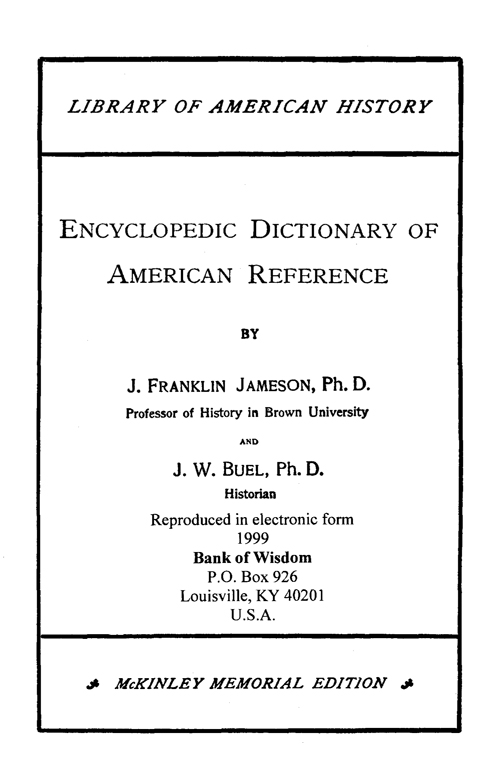 Encyclopedic Dictionary of American Reference, Vol. 2 of 2 Vols.